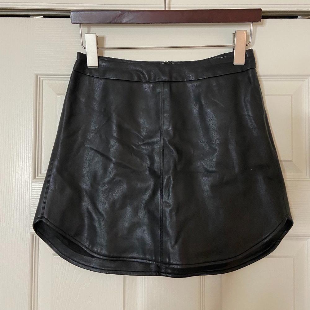 Vegan Black Leather Mini Skirt